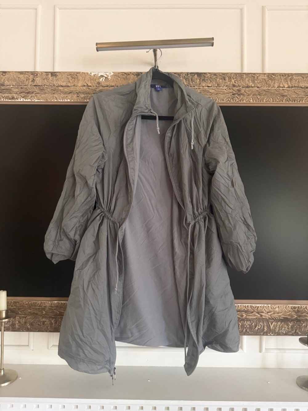 JoyLab Gray Drawstring Waist Trench Coat